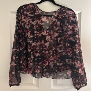 Chelsea28 Sheer Floral Blouse - Pink and Black
